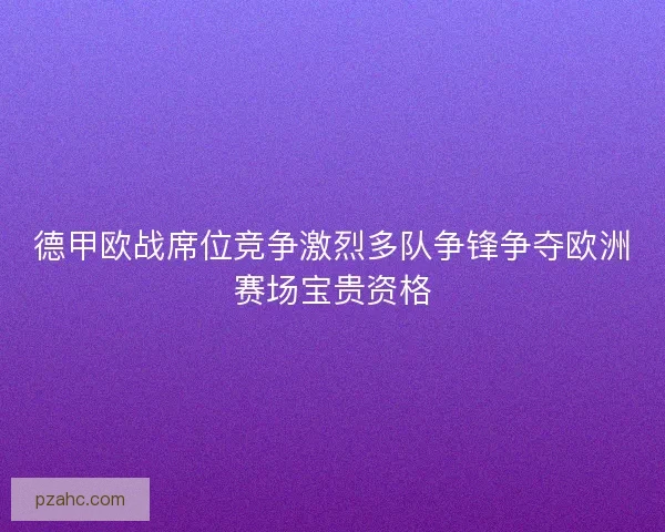 德甲欧战席位竞争激烈多队争锋争夺欧洲赛场宝贵资格